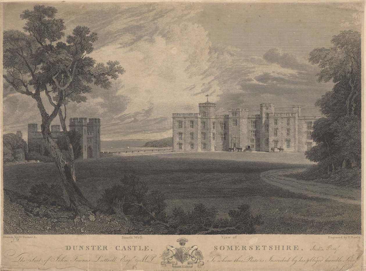 Jihozápadní pohled na hrad Dunster, Somersetshire od Samuel Rawle