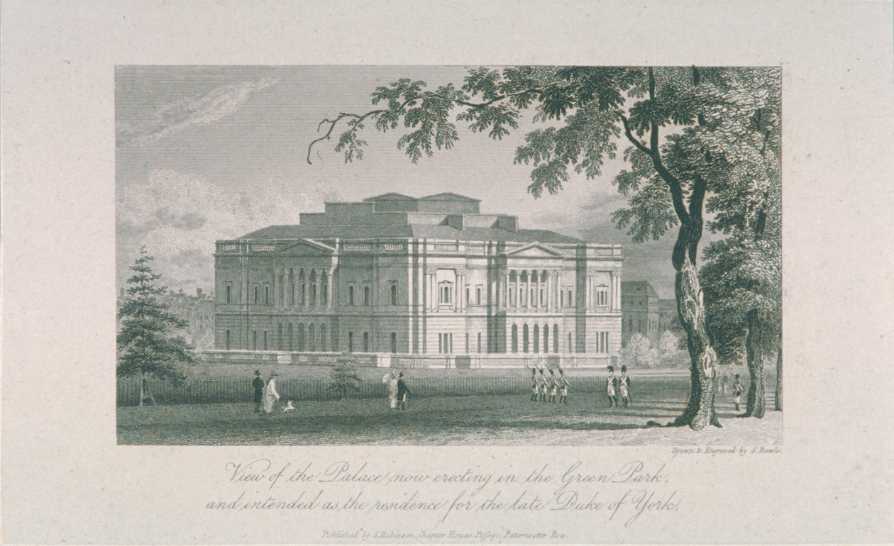 Pohled na York House a Green Park, c.1800 od Samuel Rawle