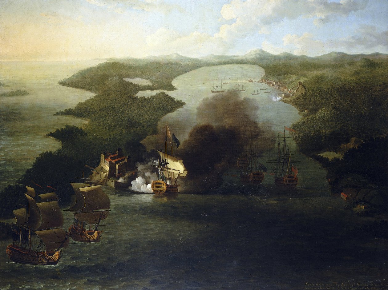 Španělské koloniální války: dobytí Porto Bello (nebo Puerto Bello) (Argentina), 21. listopadu. od Samuel Scott