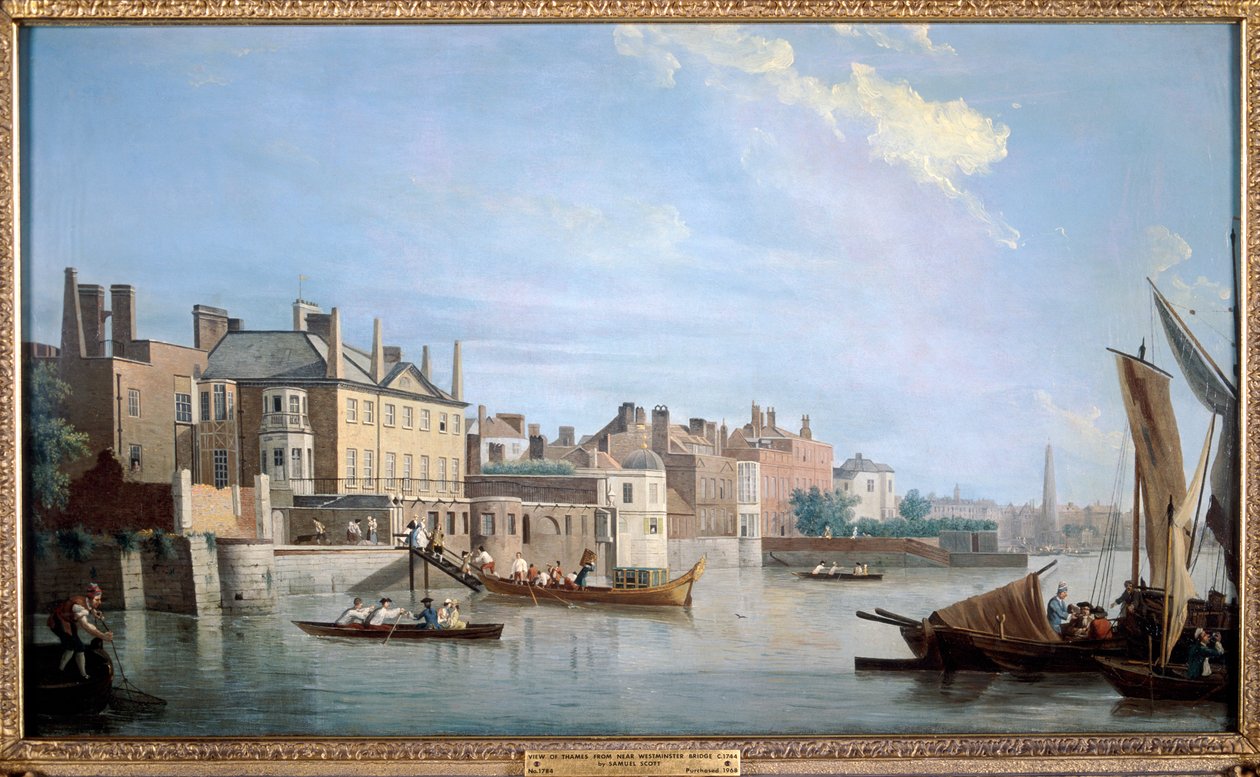 Temže s Montagu House, poblíž Westminster Bridge, Londýn, 1749 od Samuel Scott