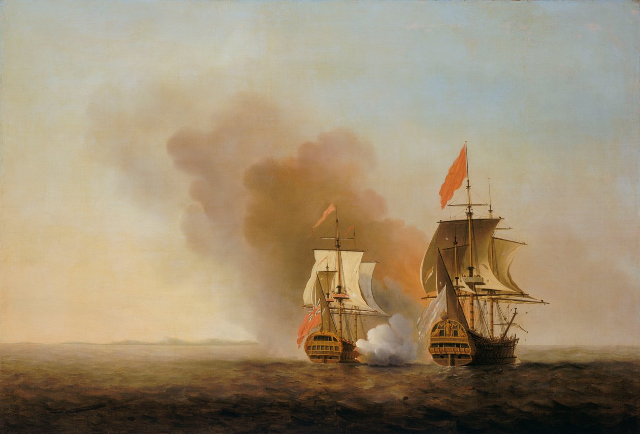 Zachycení "Nuestra Senora de Cavadonga", asi 1743 (olej na plátně) od Samuel Scott