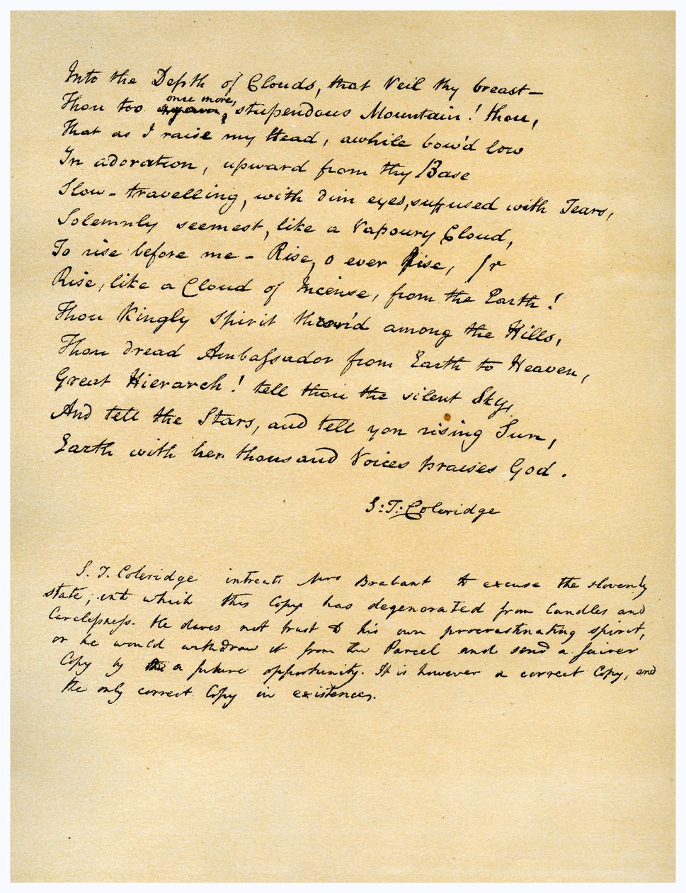 Hymna před východem slunce v údolí Chamouny, poprvé vytištěna v roce 1802. od Samuel Taylor Coleridge