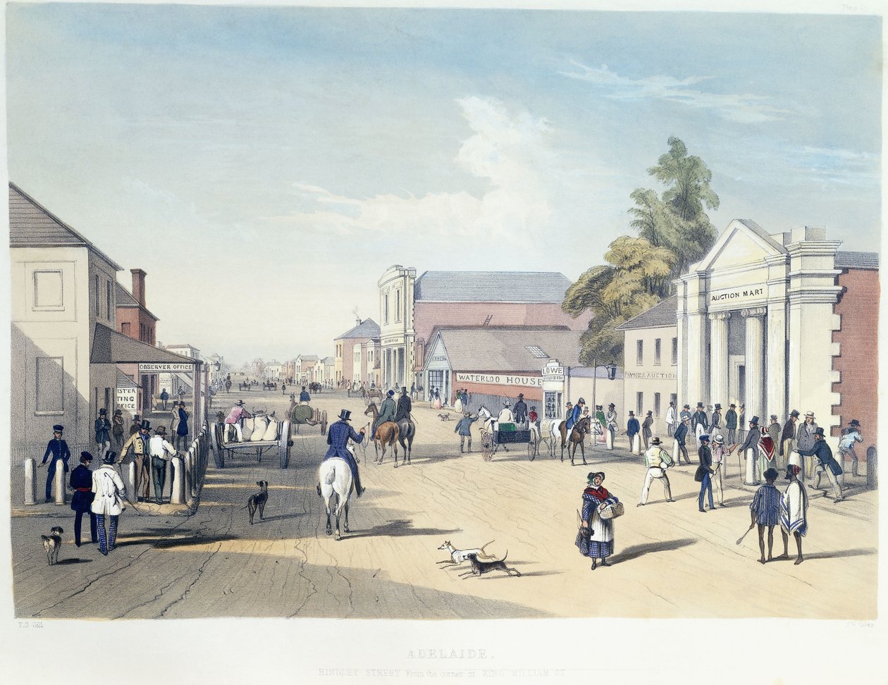 Adelaide, Hindley Street, Plate 41, z „South Australia Illustrated“ George French Angas od Samuel Thomas Gill