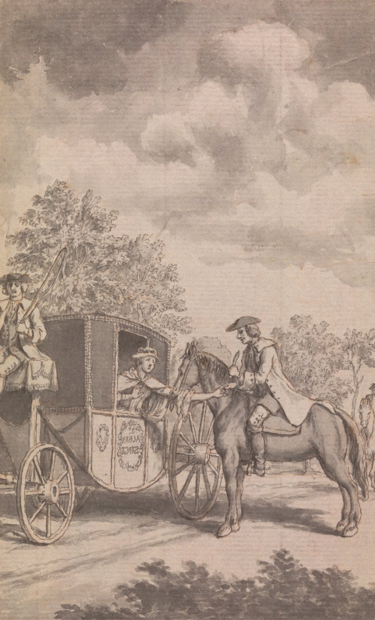Ilustrace do kalendáře Newgate: Raby, jak hledá ženský prsten, je těžké ji sundat, uříznout si prst, poblíž Finchley od Samuel Wale