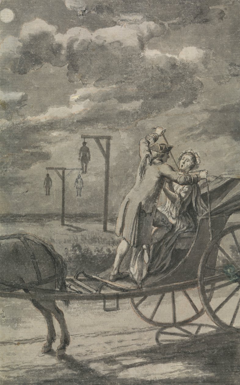 Vražda v kočáru (pravděpodobně návrh pro The Tyburn Chronicle) od Samuel Wale