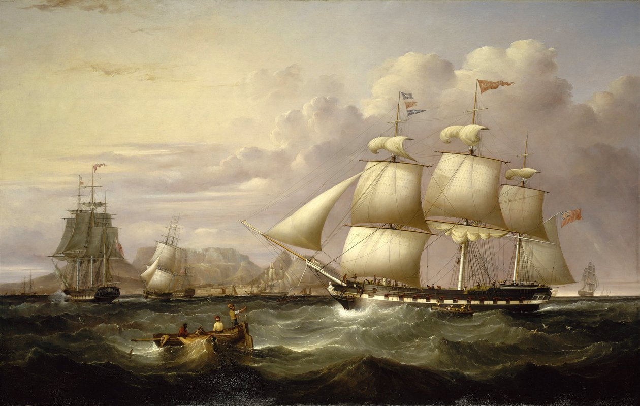 Obchodní loď Východoindické společnosti "Euphrate", postavená v Liverpoolu (Anglie) v roce 1834, od Samuel Walters