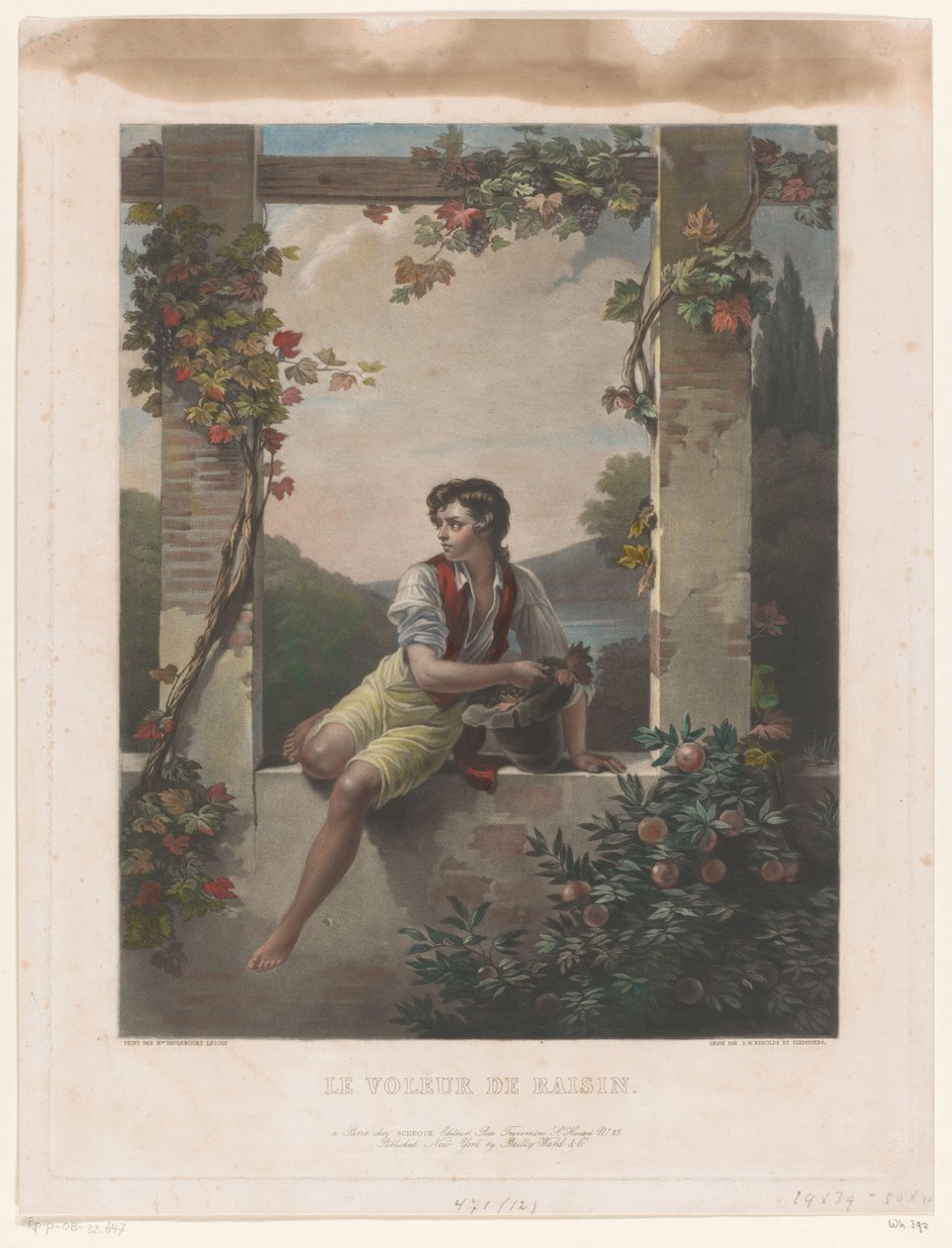 Chlapec s kloboukem plným hroznů Le Voleur de Raisin (název na objektu) od Samuel William Reynolds (I)