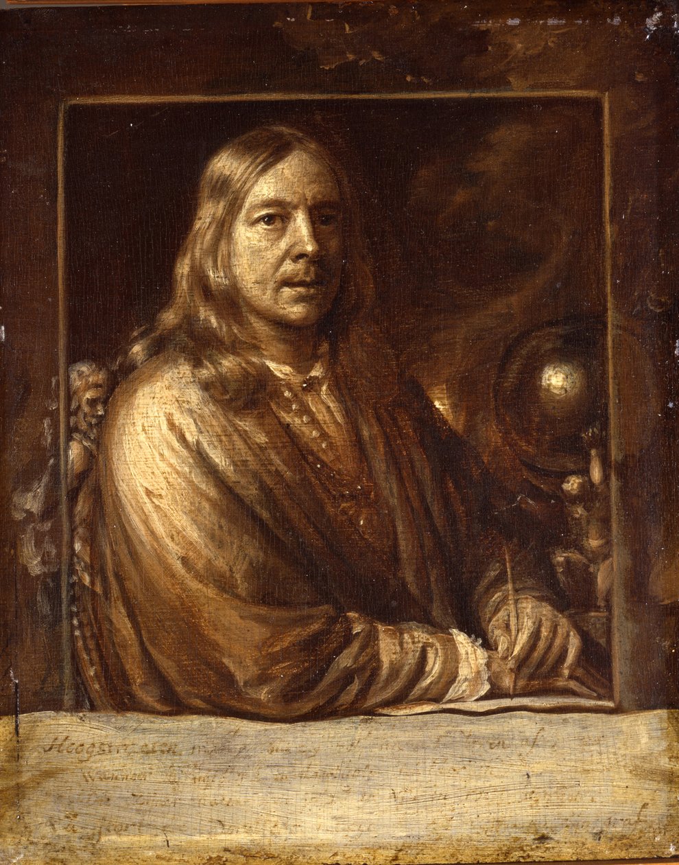 Autoportrét - Peinture de Samuel Dirksz, van Hoogstraten (1627-1678) - 1677 - Olej na dřevě - 20x16,4 - Muzeum Dordrechts od Samuel van Hoogstraten