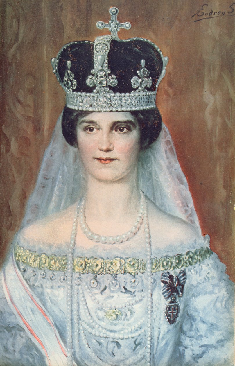 Korunovační portrét Zity de Bourbon-Parme jako uherské královny, 1917 od Sandor Endrey