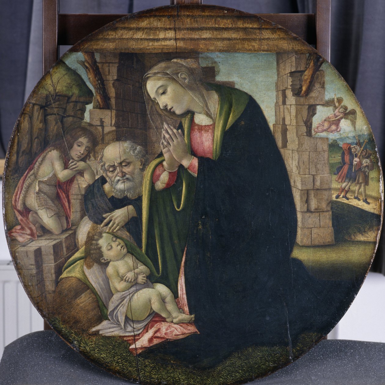 Klanění Ježíše Marie a Josefa, kolem 1380-85 (tempera na topolovém dřevě) od Sandro Botticelli