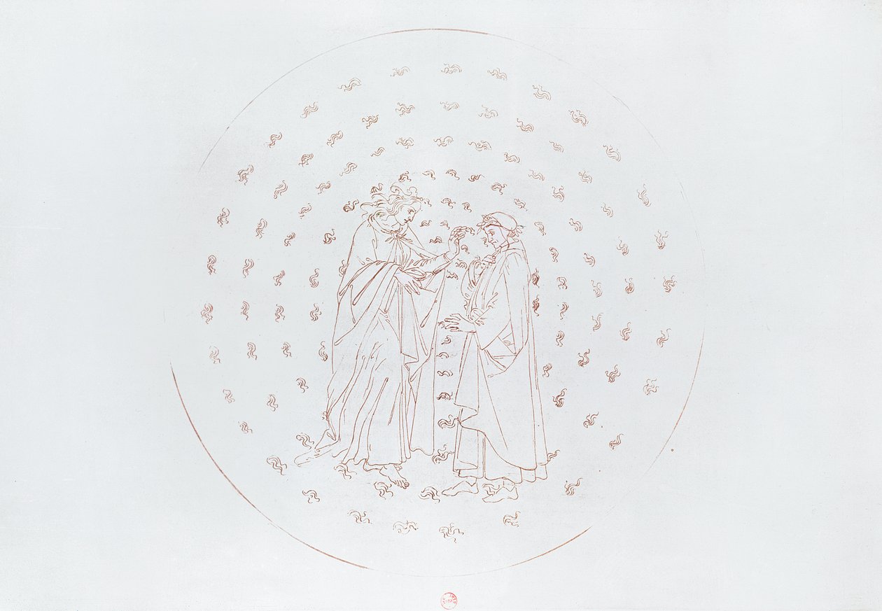 Dante a Beatrice, z „Božské komedie“ od Dante Alighieriho (1265–1321) kolem roku 1480 od Sandro Botticelli