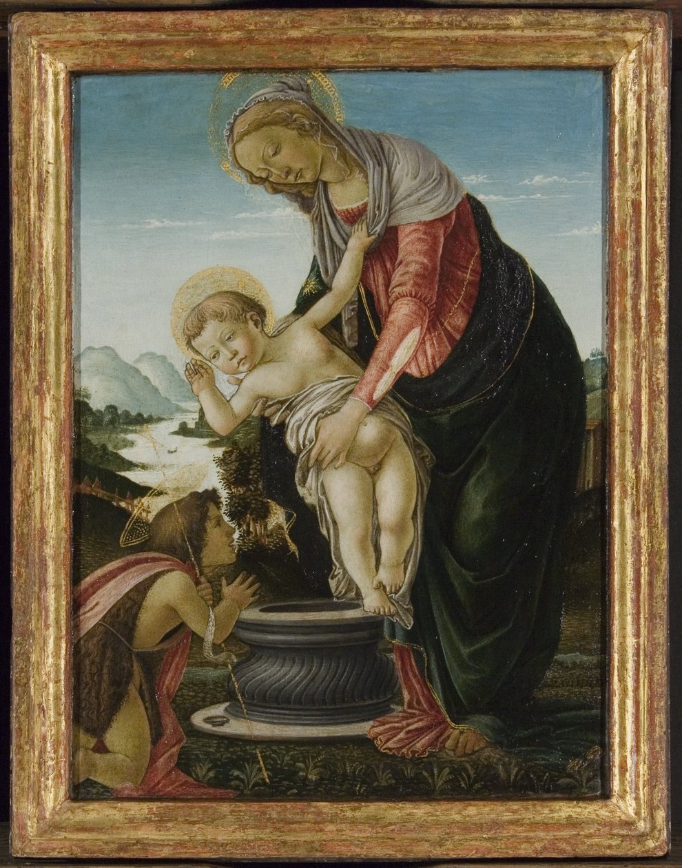 Madonna a dítě s mladým Janem Křtitelem (tempera a zlato na panelu) od Sandro Botticelli