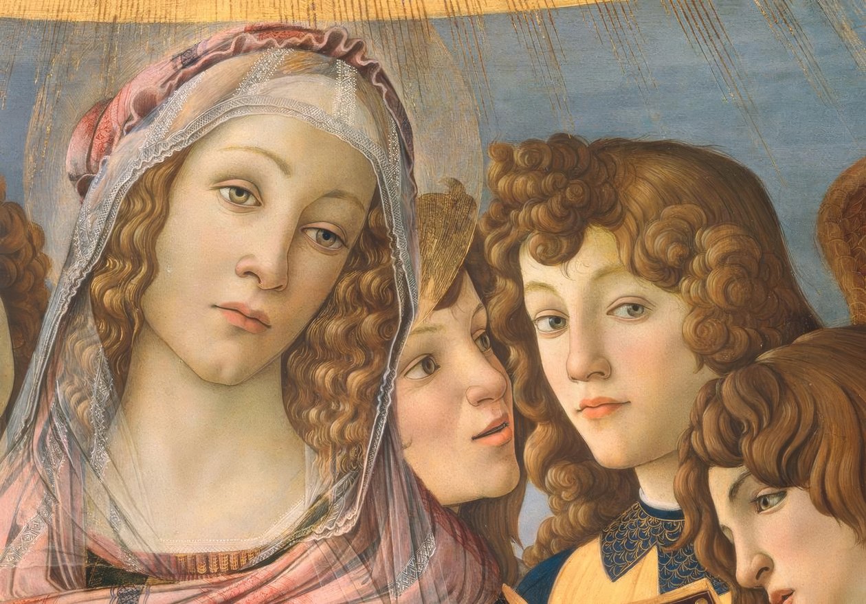 Marie s dítětem a šesti anděly od Sandro Botticelli