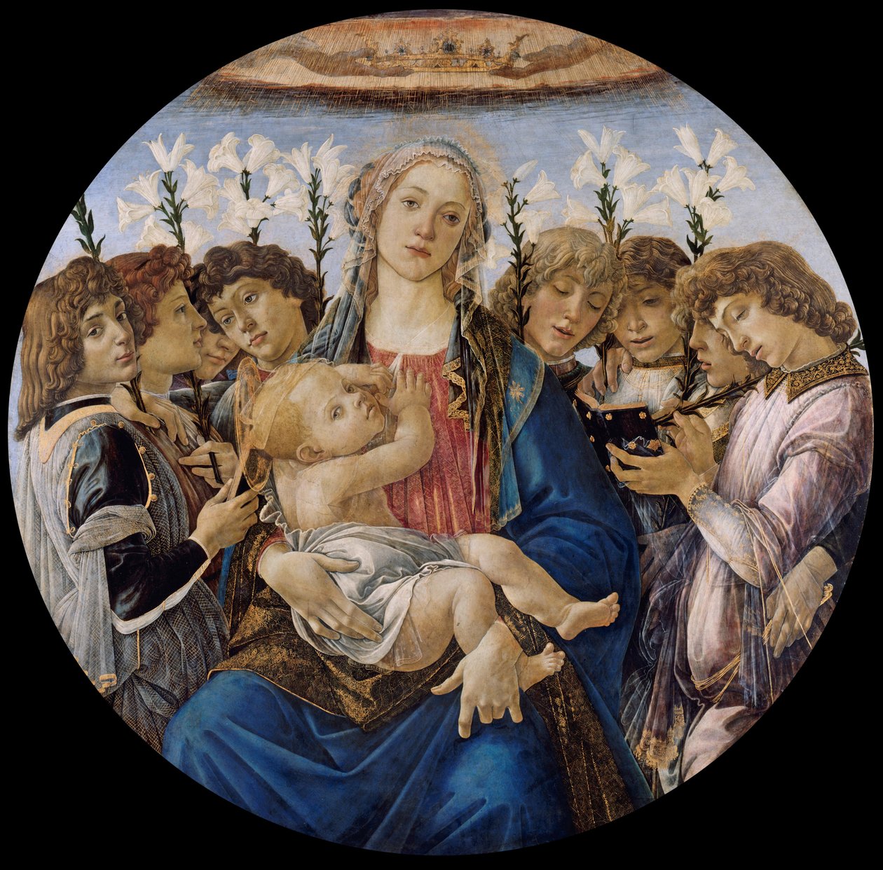 Marie s dítětem a zpívající andělé od Sandro Botticelli