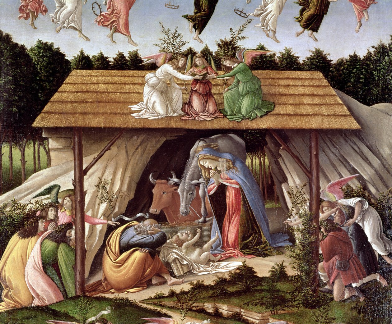 Mystické jesličky, 1500 (detail) od Sandro Botticelli