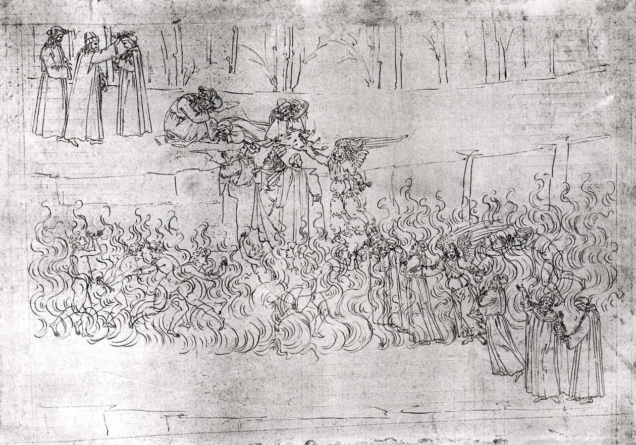 Očistec z „Božské komedie“ od Dante Alighieriho (1265–1321) kolem roku 1480 od Sandro Botticelli