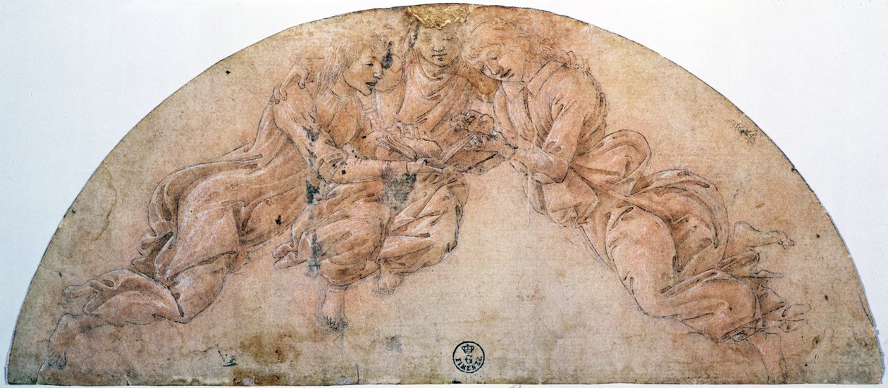 Studie tří andělů (kresba) od Sandro Botticelli