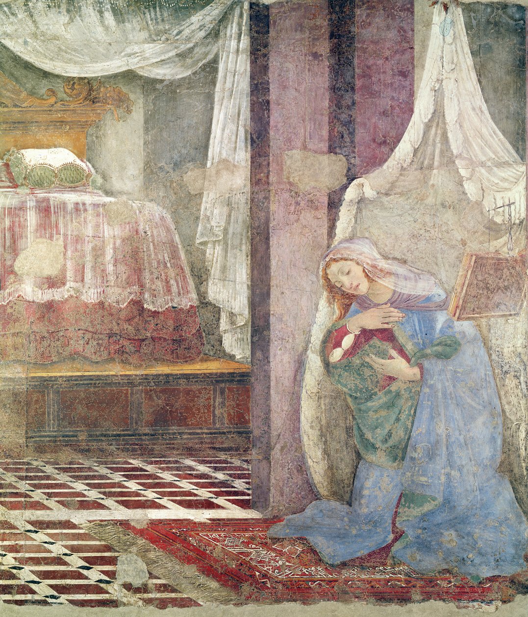 Detail Zvěstování pravé části, freska c.1445 od Sandro Botticelli
