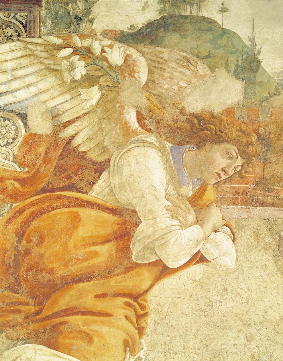 Zvěstování, detail archanděla Gabriela, ze San Martino della Scala, 1481 (freska na panelu) od Sandro Botticelli