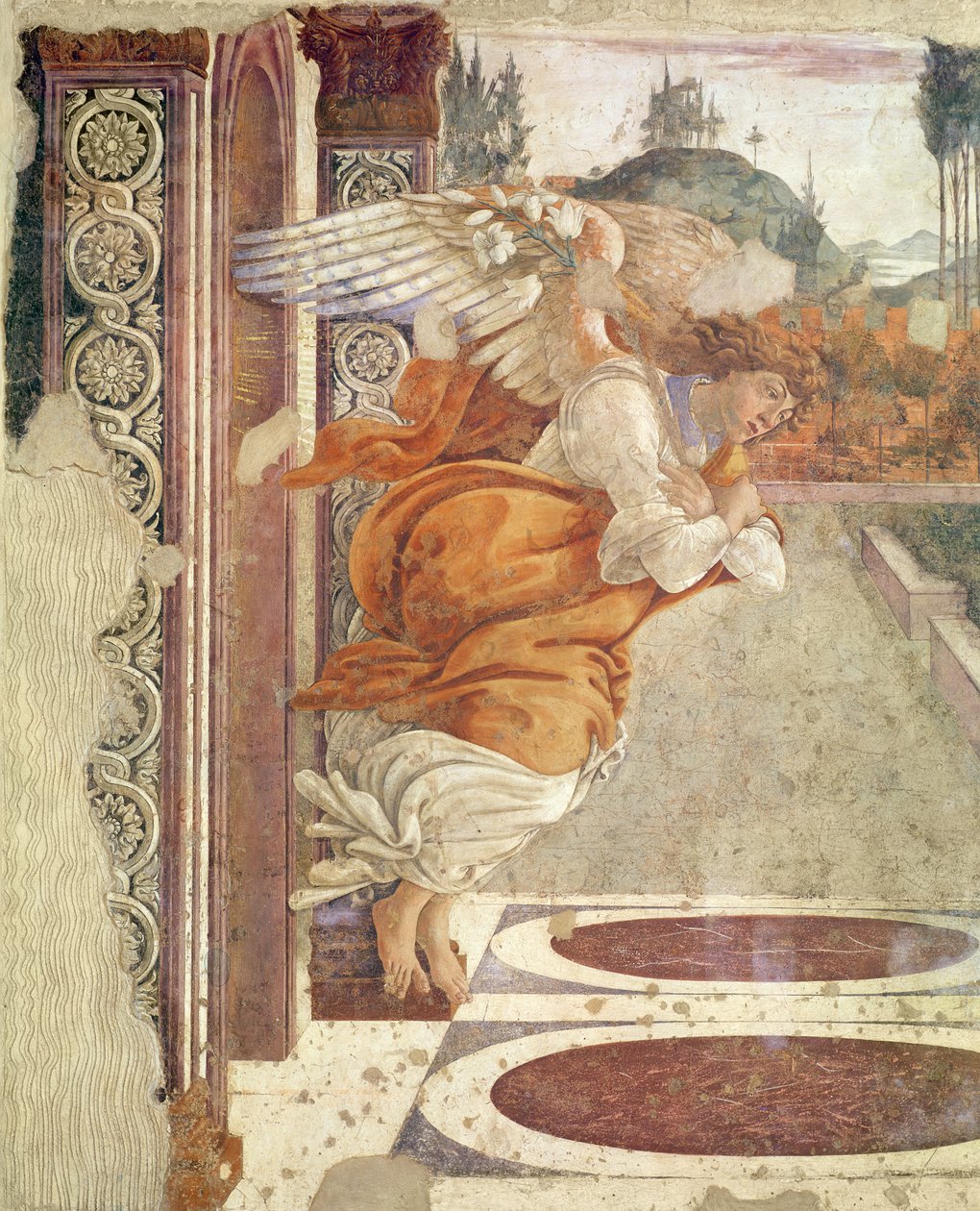 Zvěstování, detail anděla, 1481 (tempera na dřevě) od Sandro Botticelli