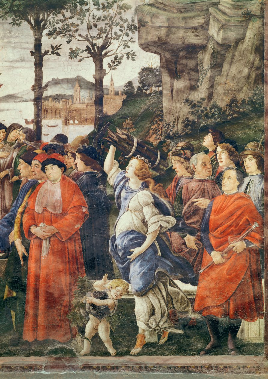 Očištění malomocného a pokušení Krista, detail postav vpravo, kolem 1481-83 (detail 75786) od Sandro Botticelli