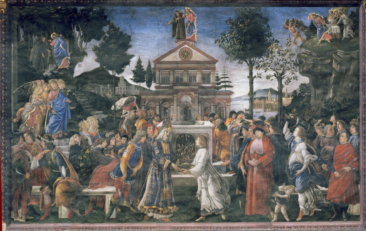 Očištění malomocného a pokušení Krista, v Sixtinské kapli, 1481 od Sandro Botticelli