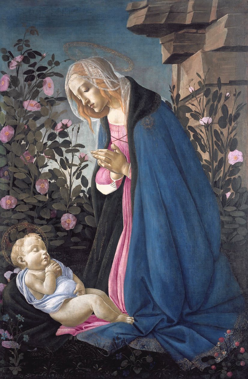 Panna zbožňující dítě spícího Krista od Sandro Botticelli