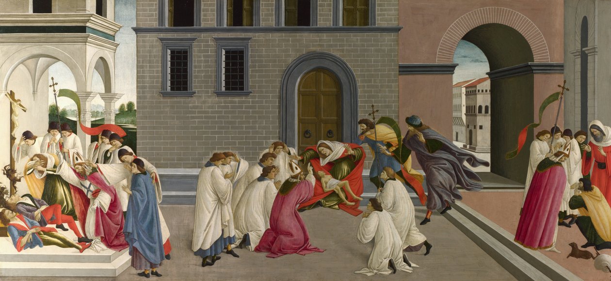 Tři zázraky svatého Zenobia od Sandro Botticelli