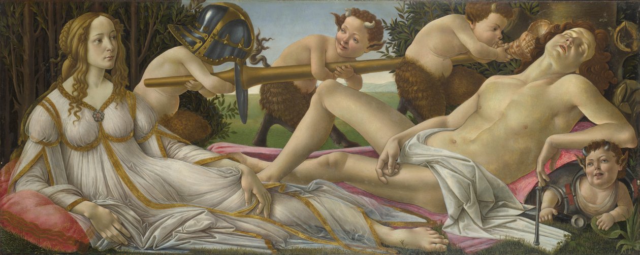 Venuše a Mars, cca 1485 (teplota a olej na panelu) od Sandro Botticelli
