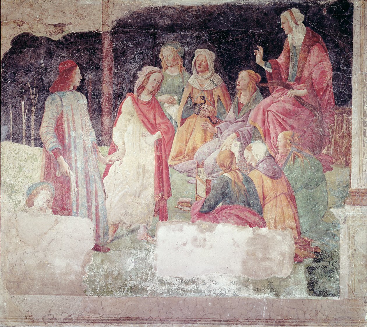 Mladý muž pozdravil sedm svobodných umění z vily Lemmi od Sandro Botticelli