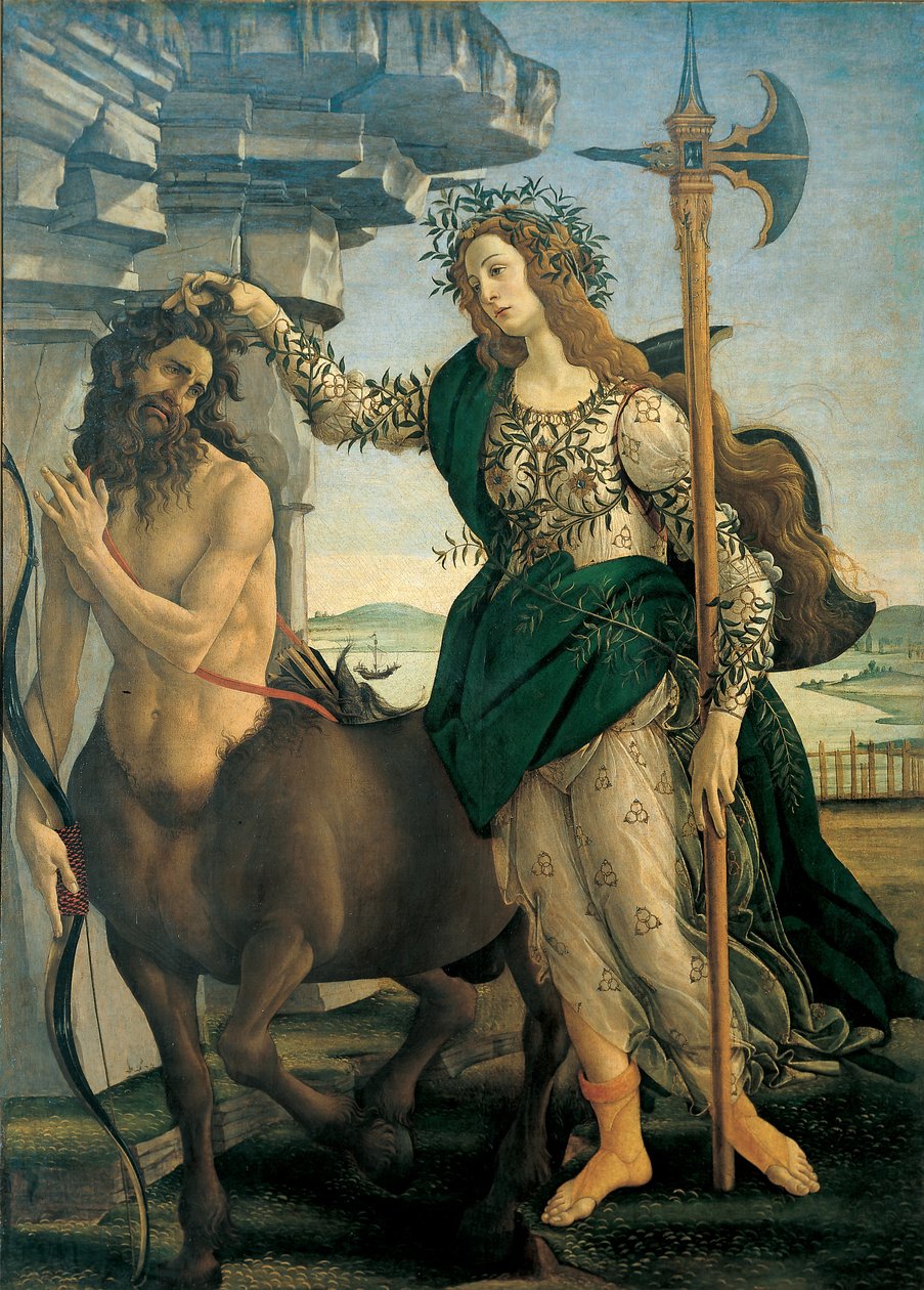 Pallas (Athéna nebo Minerva) a Kentaur od Sandro Botticelliho (1445-1510), asi 1482 - Florencie, galerie Uffizi. od Sandro Botticelli