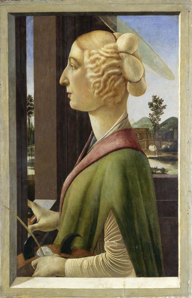 Portrét mladé ženy s atributy svaté Kateřiny od Sandro Botticelli