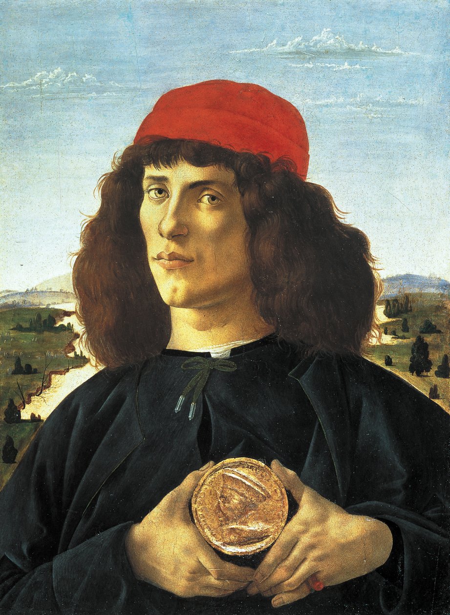 Portrét muže s medailí Cosme Medicis staršího (asi 1475), obraz od Alessandra di Mariano de Philippi od Sandra Botticelliho (1445-1510). Florencie, muzeum Uffizi. od Sandro Botticelli