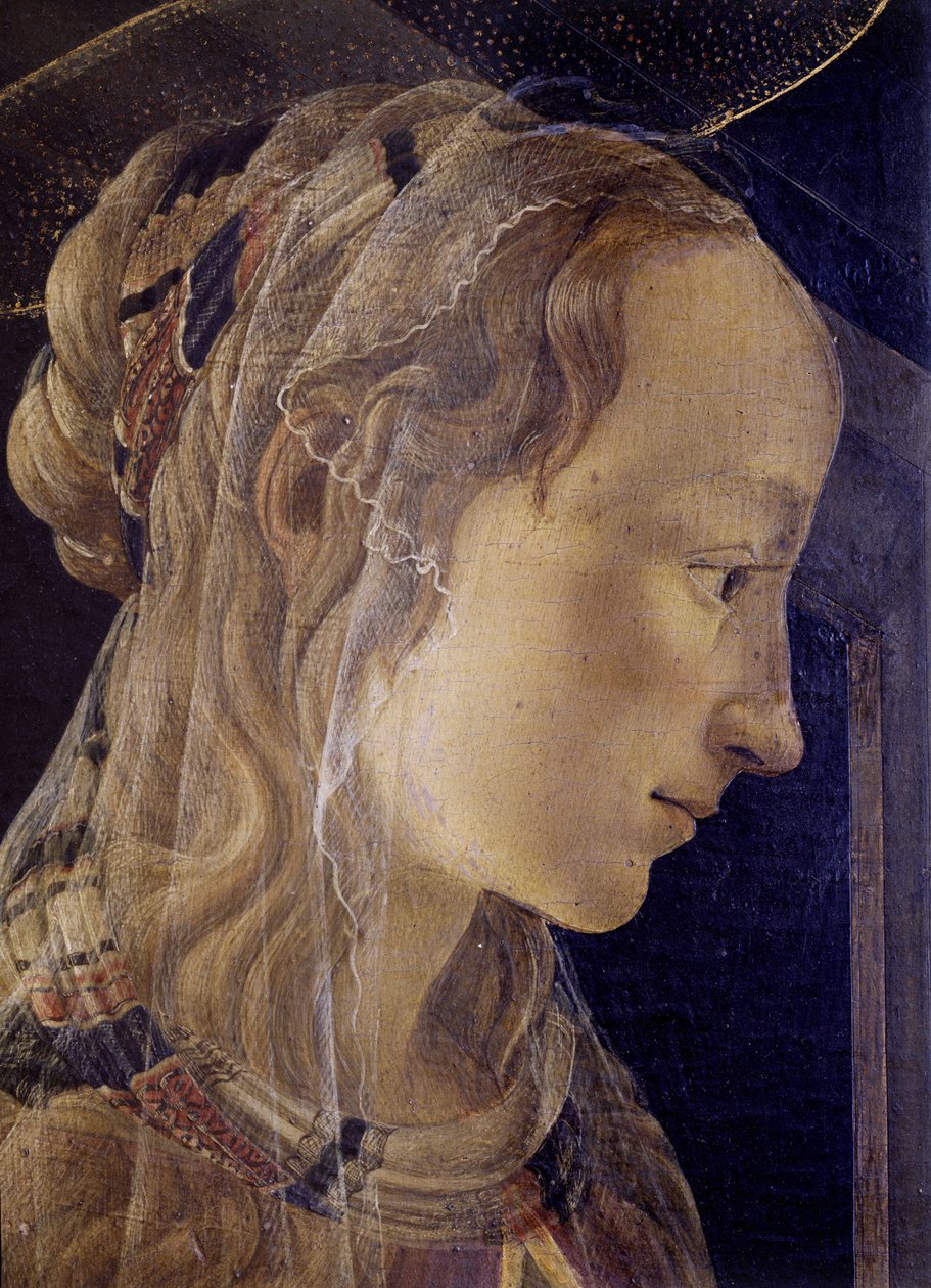 Oltářní obraz svatého Ambroise (Saint Ambroise) nebo Retable des Convers. Detail svaté Kateřiny Alexandrijské. Obraz Alessandra di Mariano dei Filipepi známý jako Sandro Botticelli (1445-1510). tempera na plátně od Sandro Botticelli