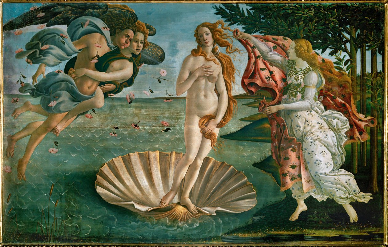 Zrození Venuše (malba na plátně) od Sandro (1444/5-1510) Botticelli