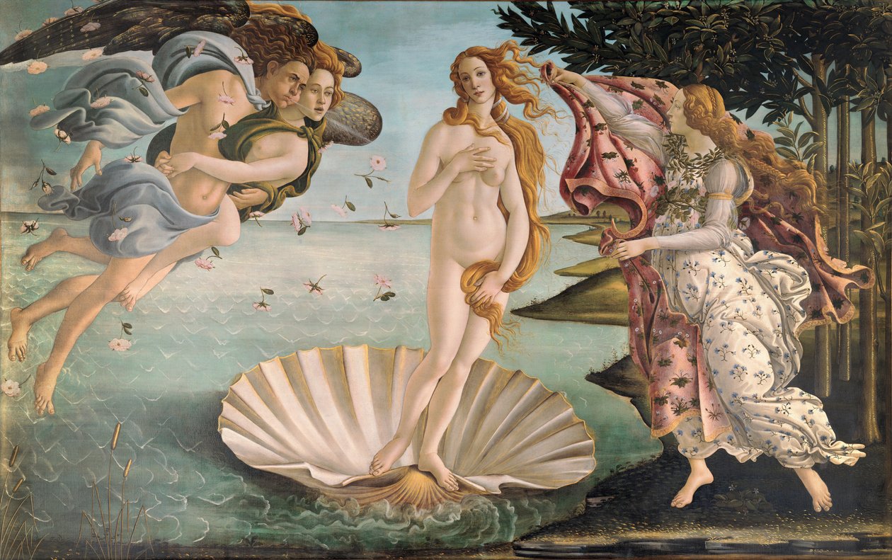 Zrození Venuše, cca 1485 (tempera na plátně) od Sandro Botticelli