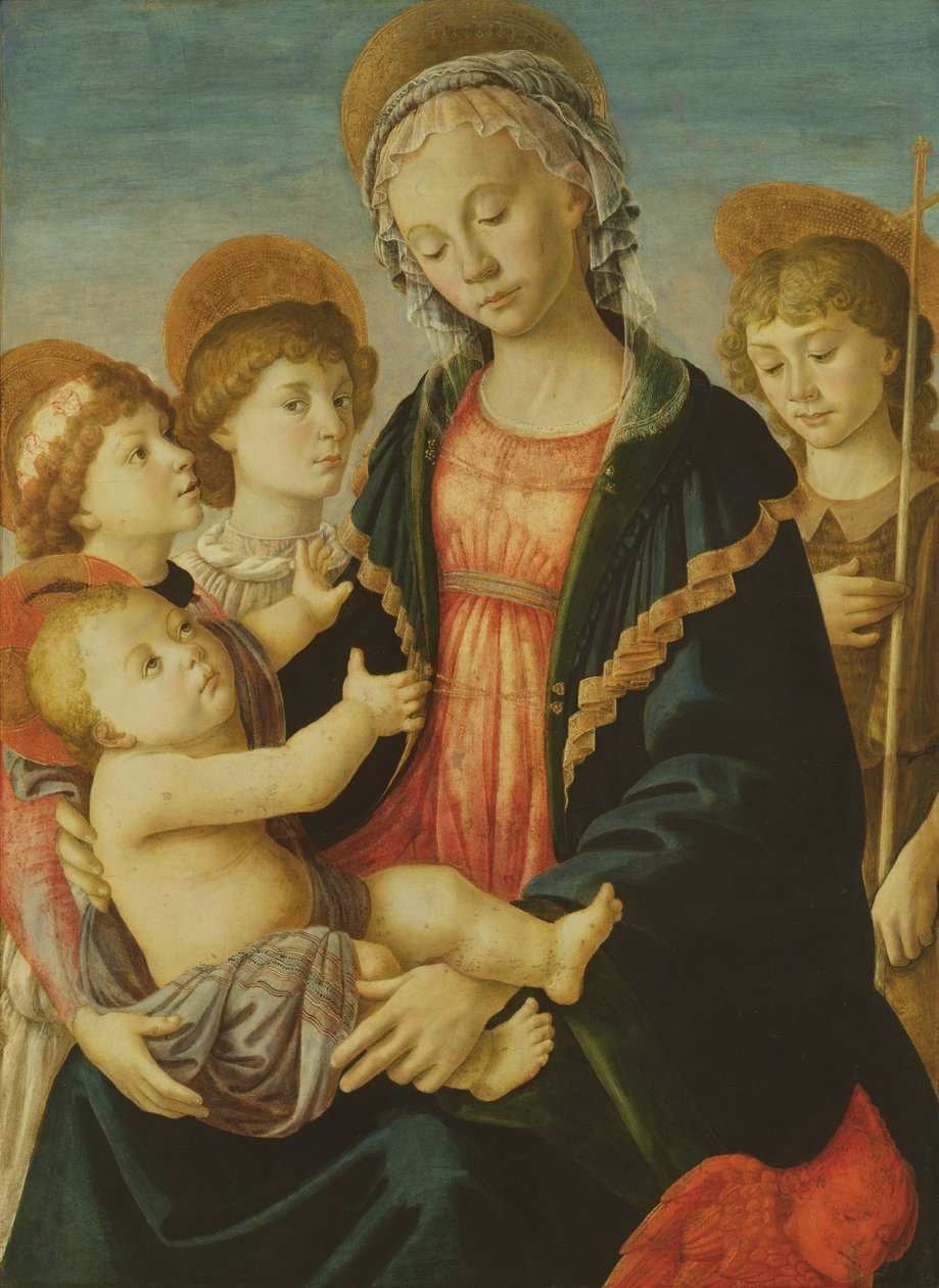 Panna a dítě se dvěma anděly a sv. Jan Křtitel, kolem 1470 (olej na desce) od Sandro Botticelli