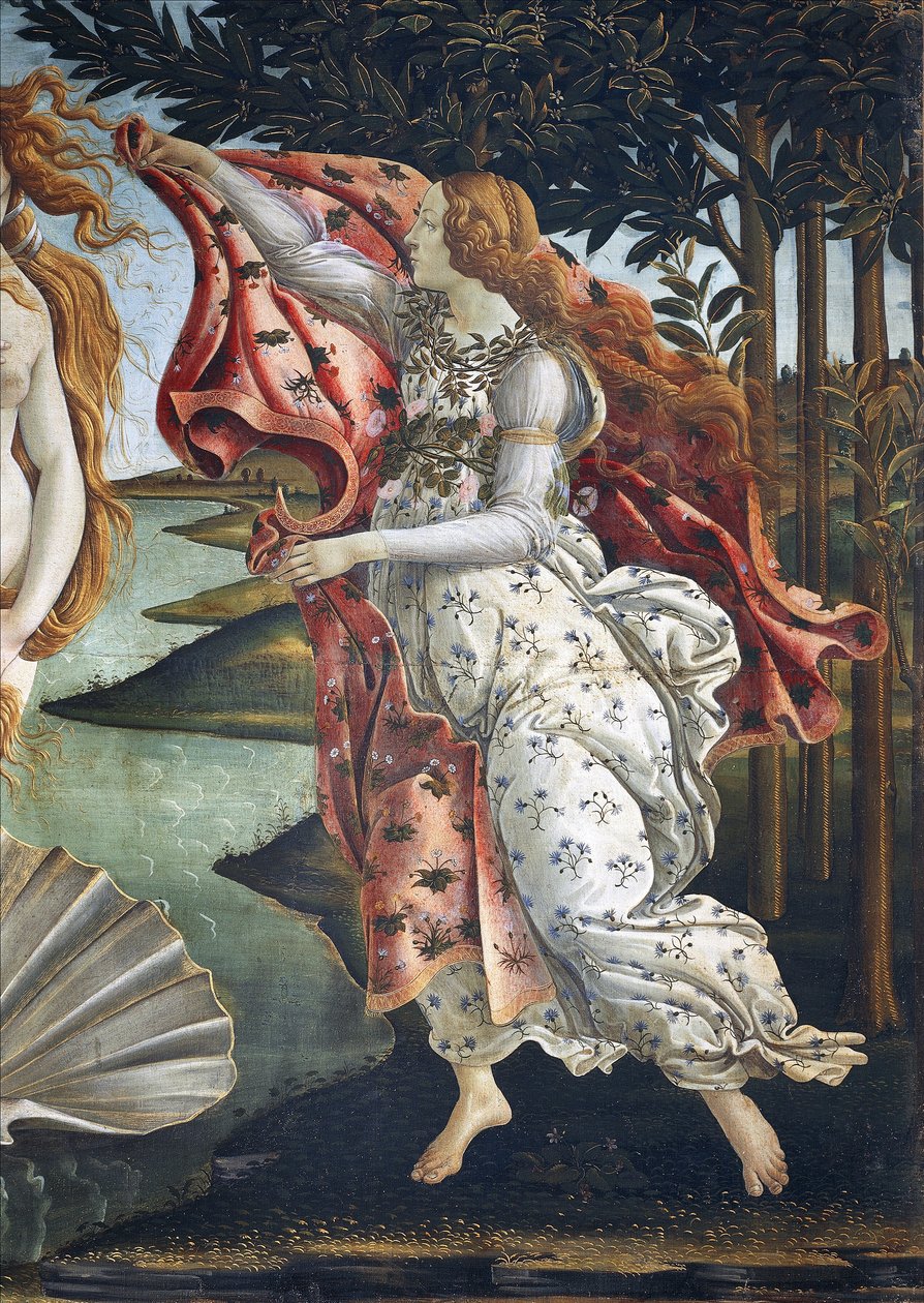 Narození Venuše (detail) - teplota na plátně od Sandro Botticelli