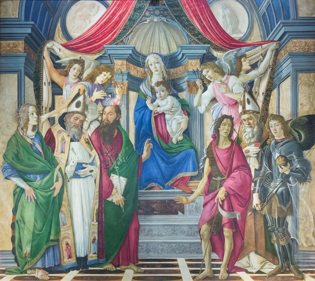 Madona s dítětem na trůnu se svatými od Sandro Botticelli