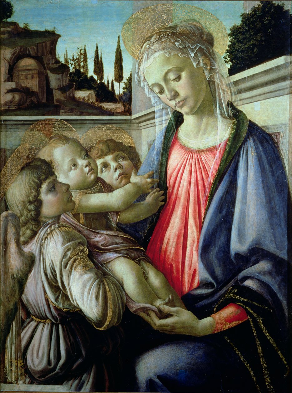Madonna a dítě s anděly (tempera na panelu) od Sandro Botticelli