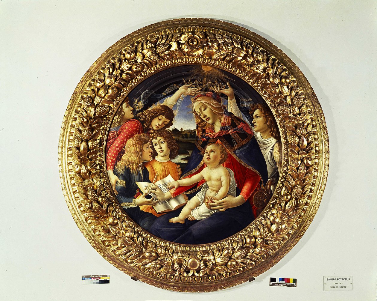 Madona z Magnificat a pět andělů (tondo) - 1481-1483 od Sandro Botticelli