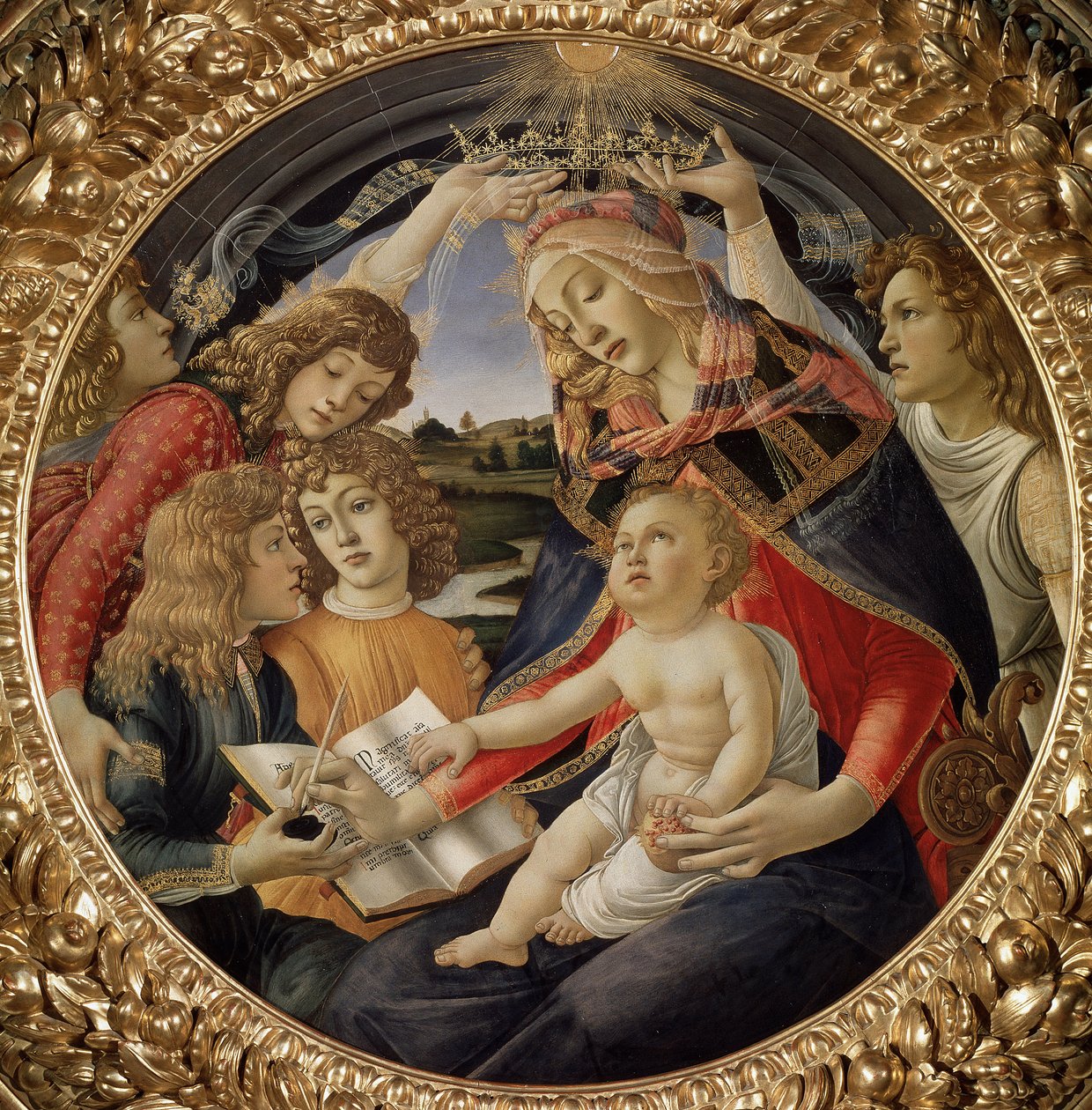 Madona Magnificat neboli Panna s dítětem a pěti anděly (tempera na dřevě od Sandro Botticelli