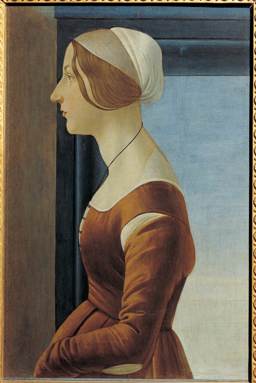 Portrét mladé ženy (Simonetta Vespucci nebo Clarice (Clarisse) Orsini), asi 1475 (malba) od Sandro (1444/5 1510) Botticelli