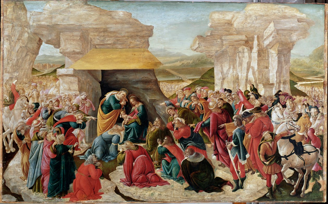 Klanění tří králů (nedokončený obraz, cca 1500) od Sandro Botticelli
