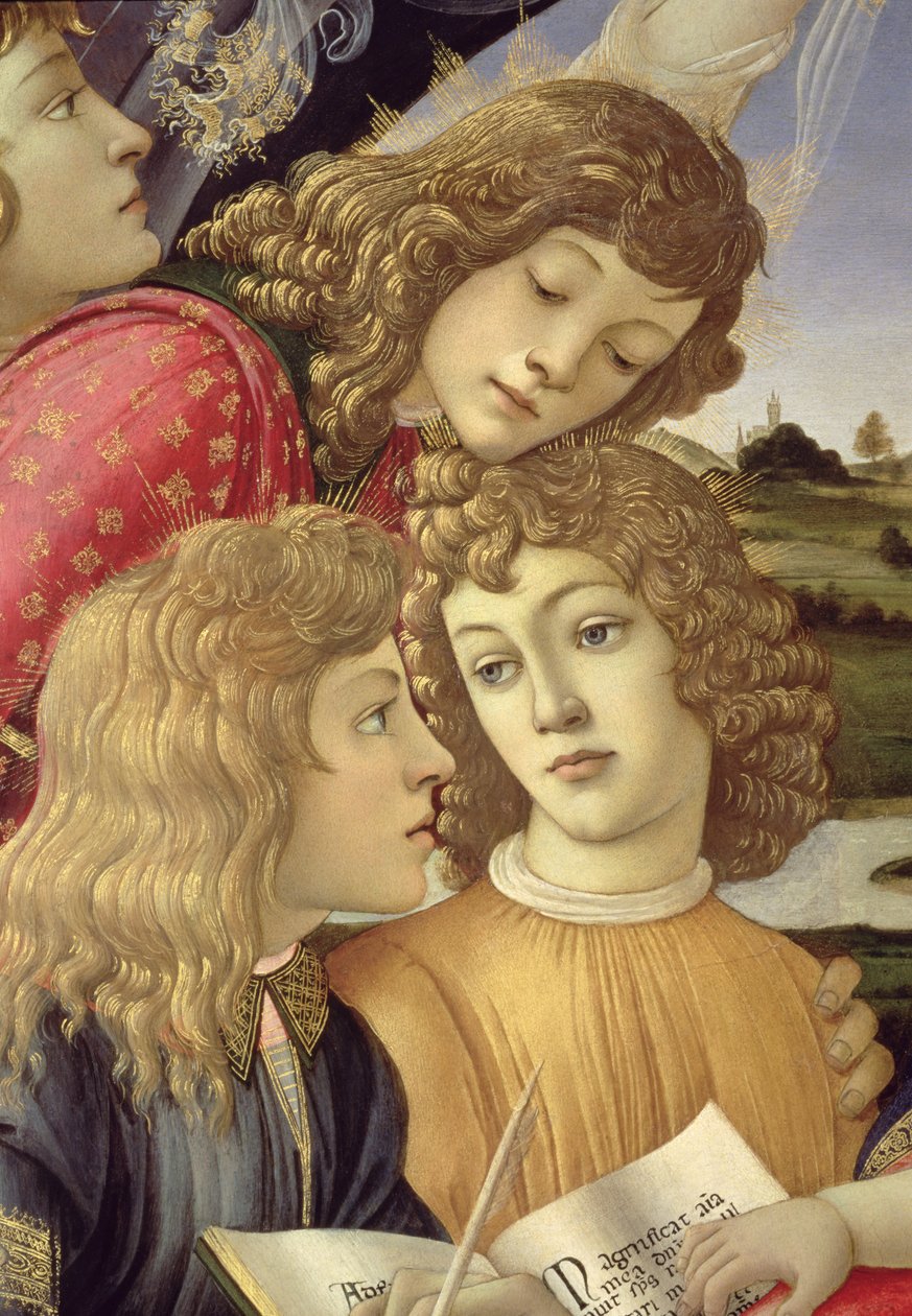 Madona z Magnificatu, detail tří chlapců od Sandro Botticelli
