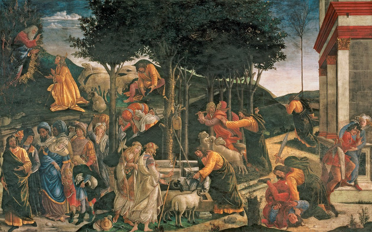 Mojžíšova mládež v Sixtinské kapli od Sandro Botticelli