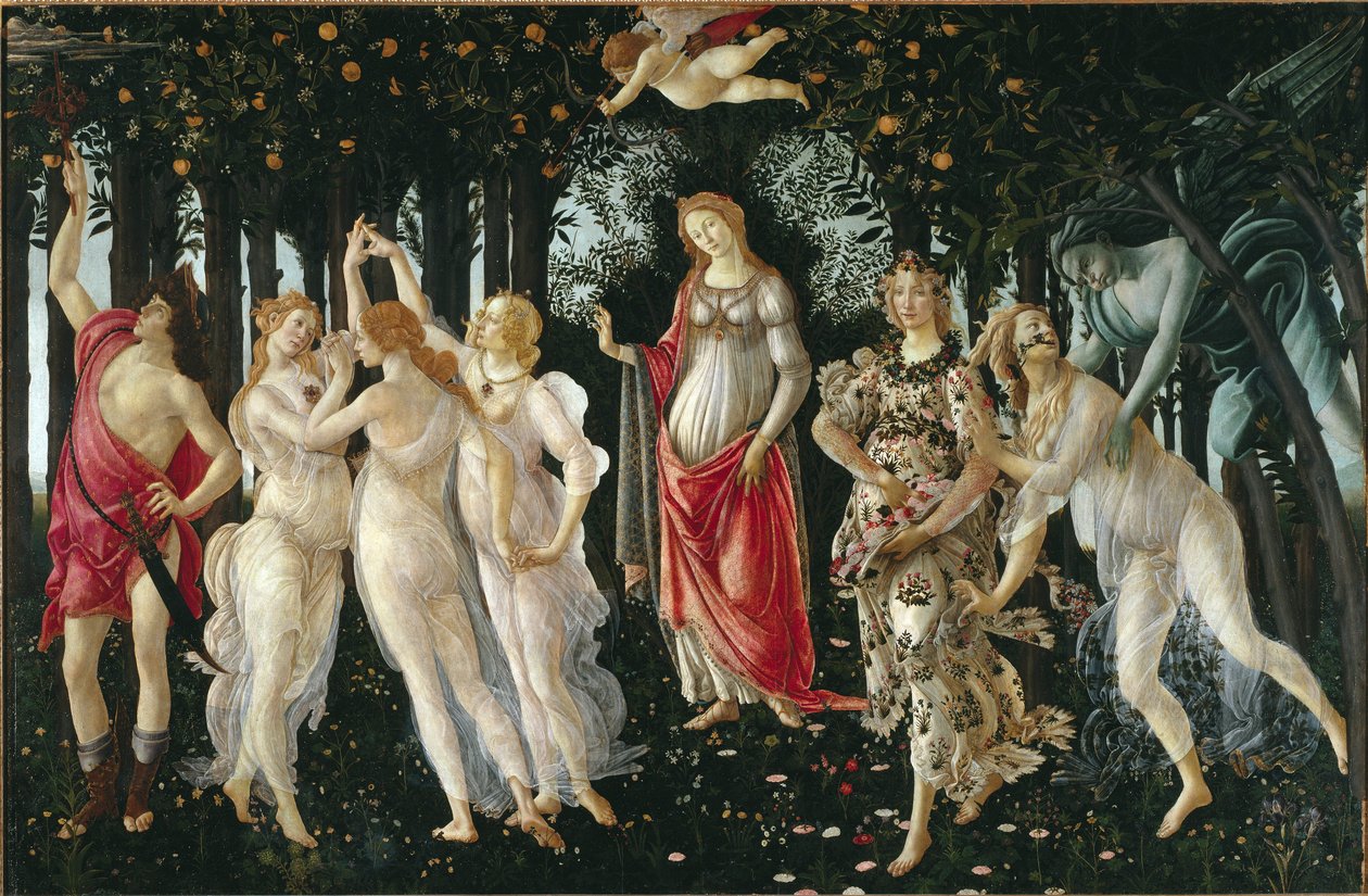 Pružina (Detail) - tempera na dřevě od Sandro Botticelli