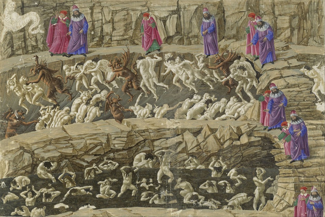 Canto XVIII, část 8. kruhu pekla, ilustrace z Dante