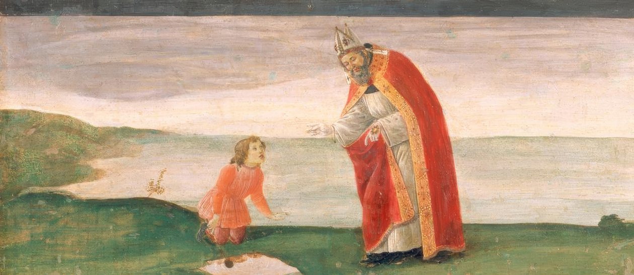 Svatý Augustin a chlapec na pláži od Sandro Botticelli