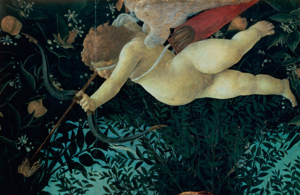 Detail Cupida, z tempery Primavera na detail panelu 558 od Sandro Botticelli